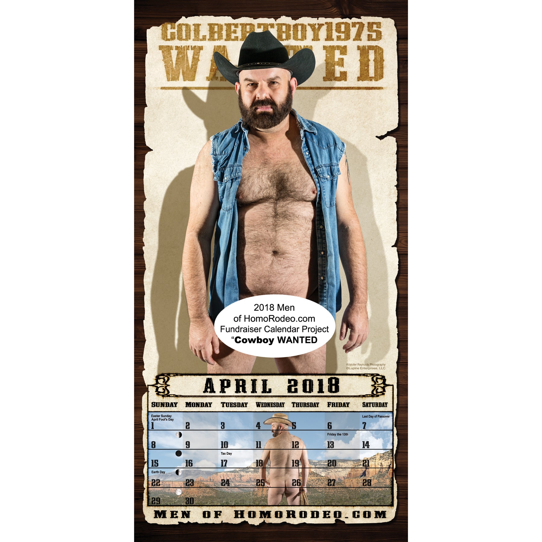 Calendars - 2018 Cowboy WANTED *Full-nude image 5