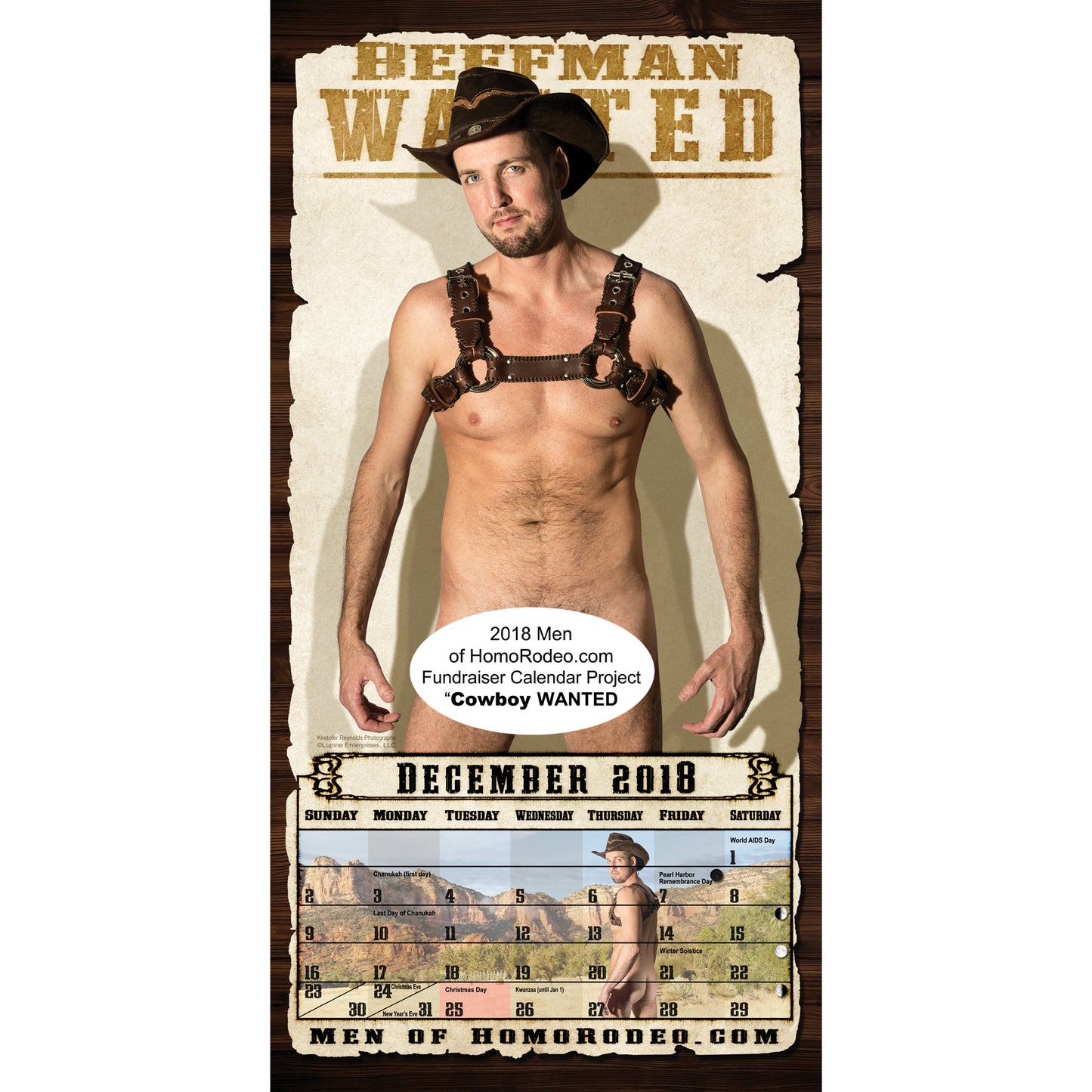 Calendars - 2018 Cowboy WANTED *Full-nude image 13