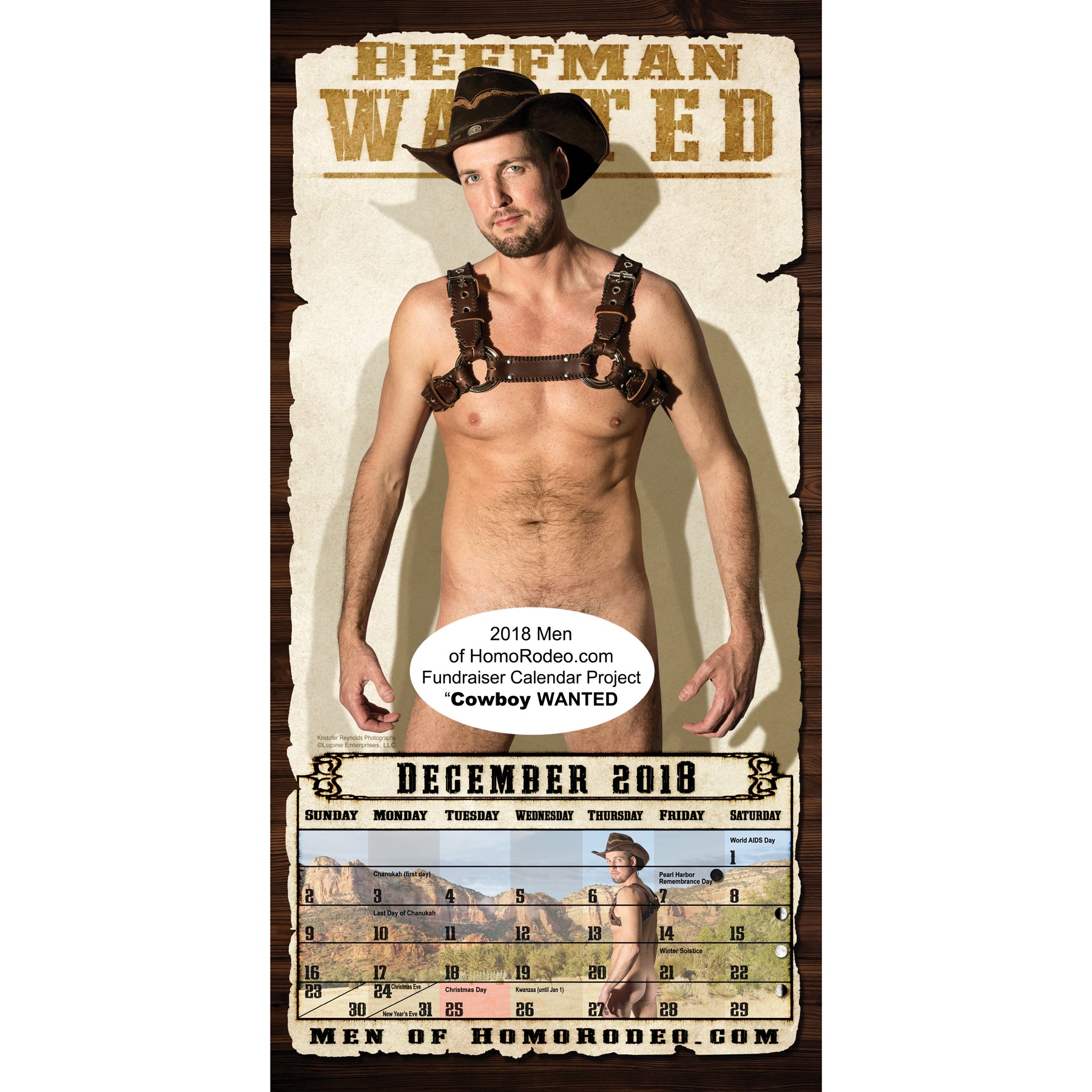 Calendars - 2018 Cowboy WANTED *Full-nude image 13