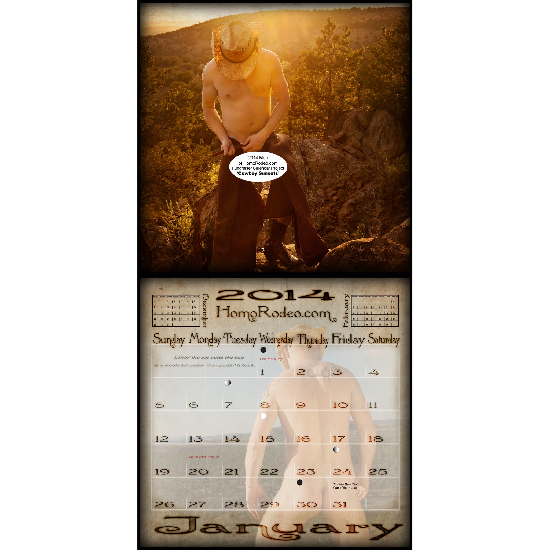 Calendars - 2014 Cowboy Sunsets *Full-nude image 2